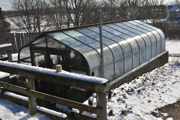 Greenhouse No. 2 (c) copyright 2010 by Shields Gardens Ltd.  All rights reserved. Outside view with snow.