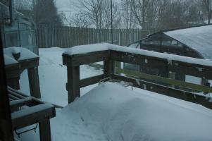 Snow drifted on the deck, Feb. 2007