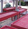 Benches in use outdoors
